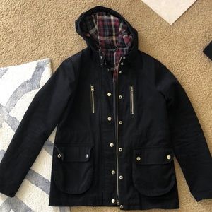 Top shop black coat with gold accents